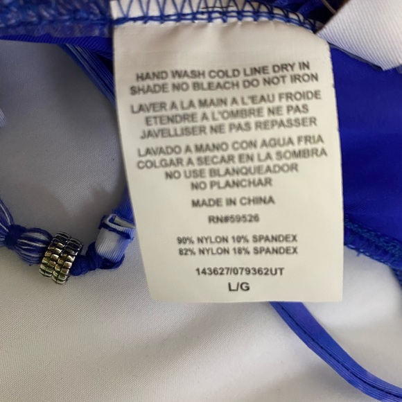 BECCA by Rebecca Virtue Sapphire Blue Crochet Tie Dye Bikini Top Swim - Picture 8 of 8